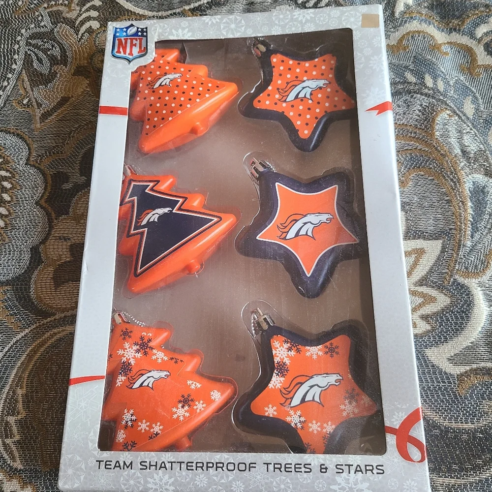 Bronco NFL shatterproof Christmas ornaments  new in box